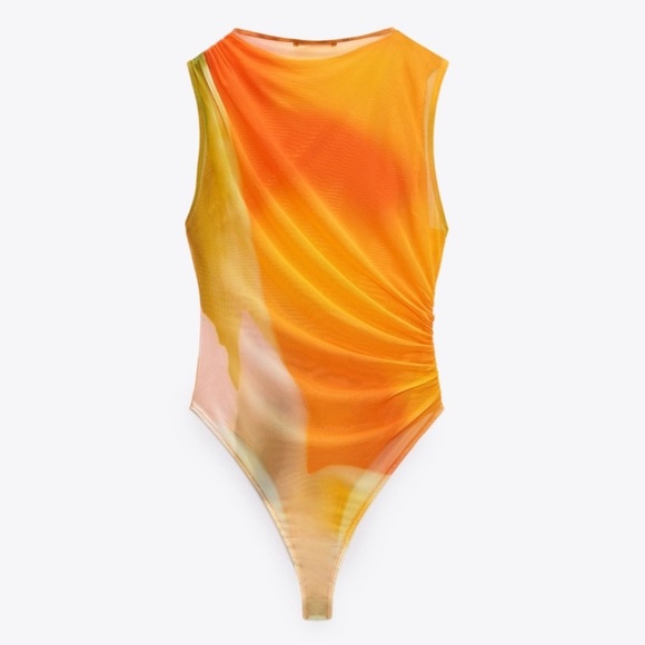 Zara Draped Tulle Bodysuit - Picture 4 of 7